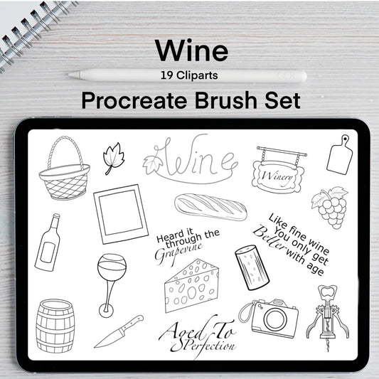 Wine Procreate Stamp/Brush Sets Donna Gail's Designs