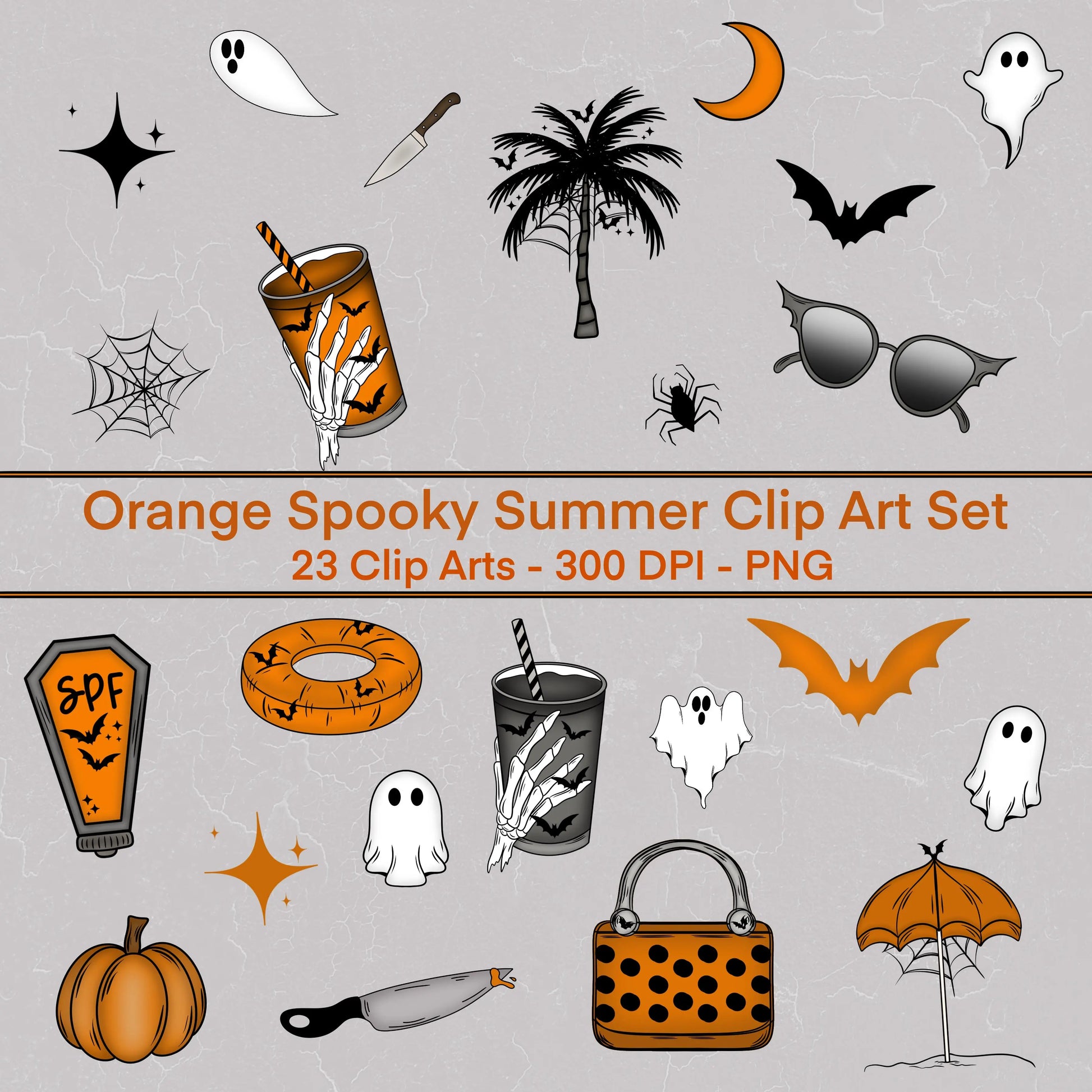 Orange Spooky Summer  Clip Art Set - digital file Donna Gail's Designs