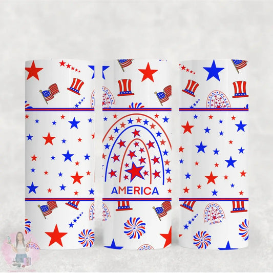 Patriotic Rainbow 20 Oz Tumbler Wrap - digital file Donna Gail's Designs