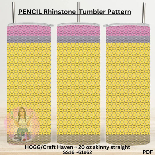 Pencil Rhinestone Tumbler Pattern - 20 oz Skinny Straight Donna Gail's Designs