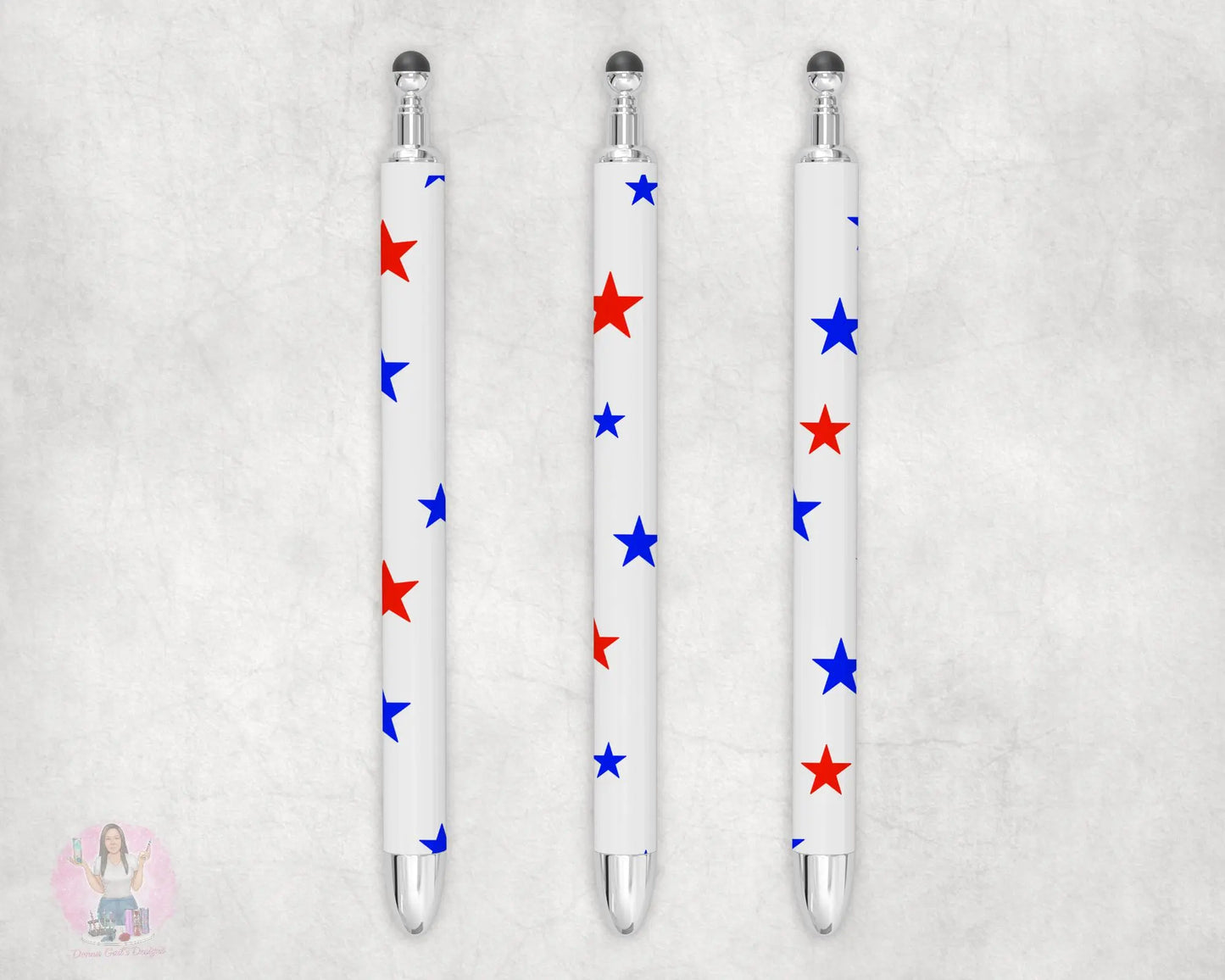 Red & Blue Stars Pen Wrap - Digital File Donna Gail's Designs