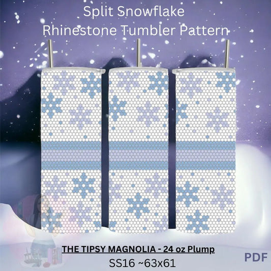 Split Snowflake Rhinestone Tumbler Pattern - 24 oz Plump Donna Gail's Designs