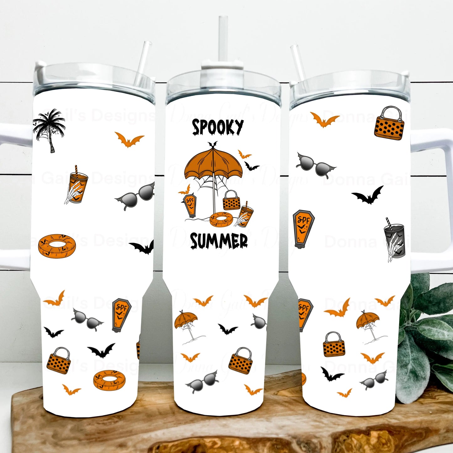 Spooky Summer Orange - 40 Oz Tumbler Wrap - digital file Donna Gail's Designs