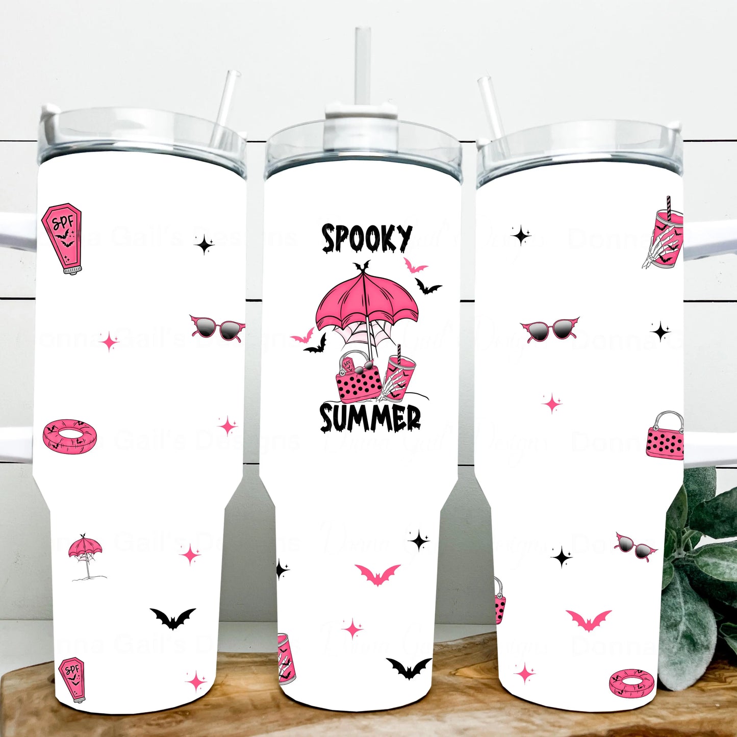 Spooky Summer Pink - 40 Oz Tumbler Wrap - digital file Donna Gail's Designs